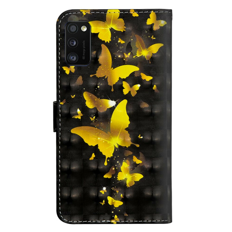 Samsung Galaxy A41 fodral gul fjärilar