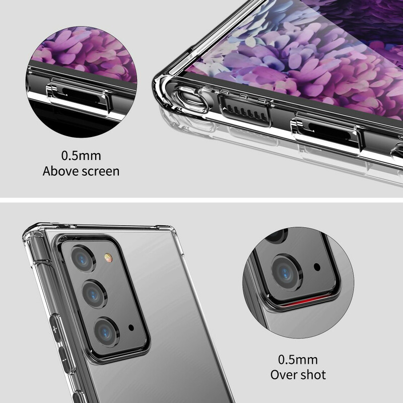 Samsung Galaxy Note 20 genomskinligt fodral LEEU skyddande kuddar