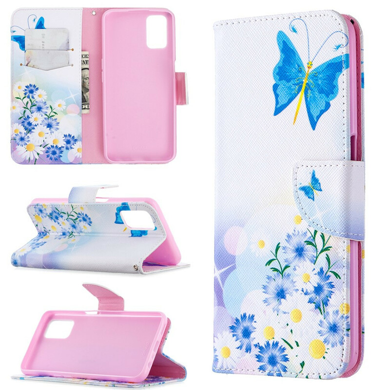 Täck över Oppo A72 målade fjärilar och blommor