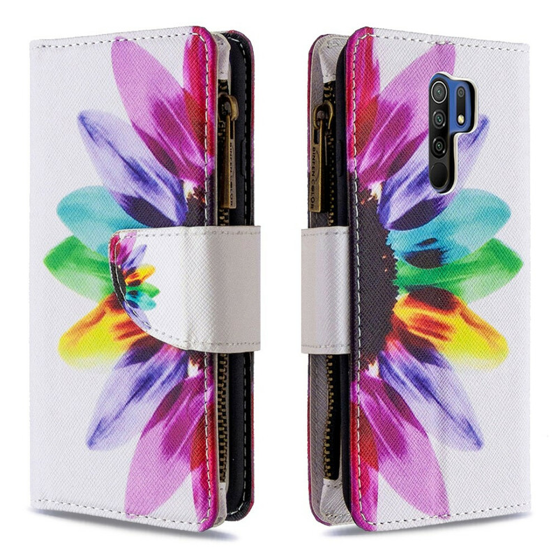 Xaiomi Redmi 9 Zipped Pocket Flower med dragkedja