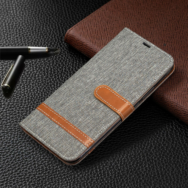 Xiaomi Redmi 9 tyg- och läderfodral med lädereffekt