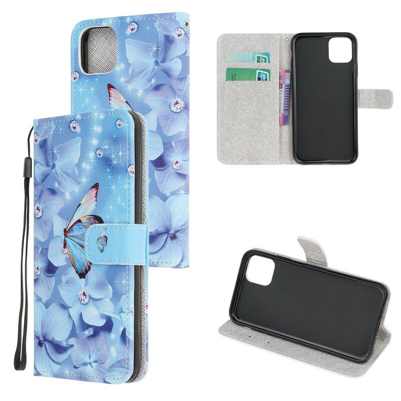 iPhone-fodral 12 Butterfly Diamonds med nyckelband