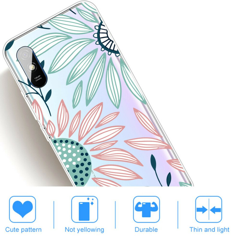 Xiaomi Redmi 9A Genomskinlig Flower Case