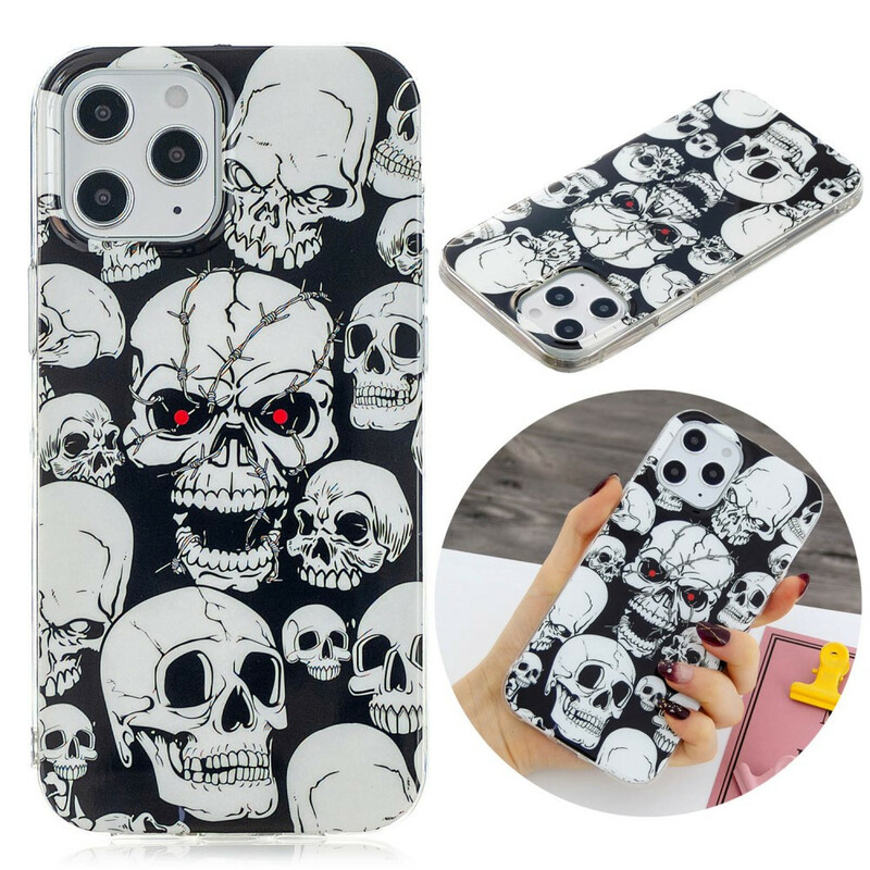 iPhone 12 Pro Max Caution Skulls Fluorescent Case