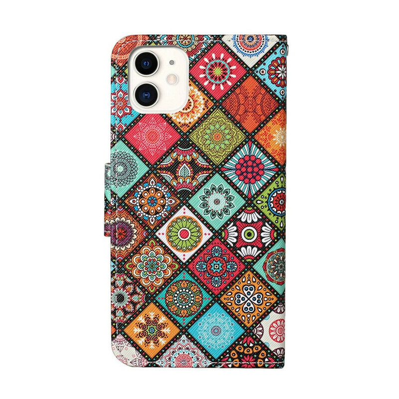 Fodral för iPhone 12 Max / 12 Pro Patchwork Mandalas med band