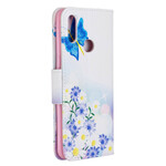 Samsung Galaxy A10s fodral med målade fjärilar och blommor