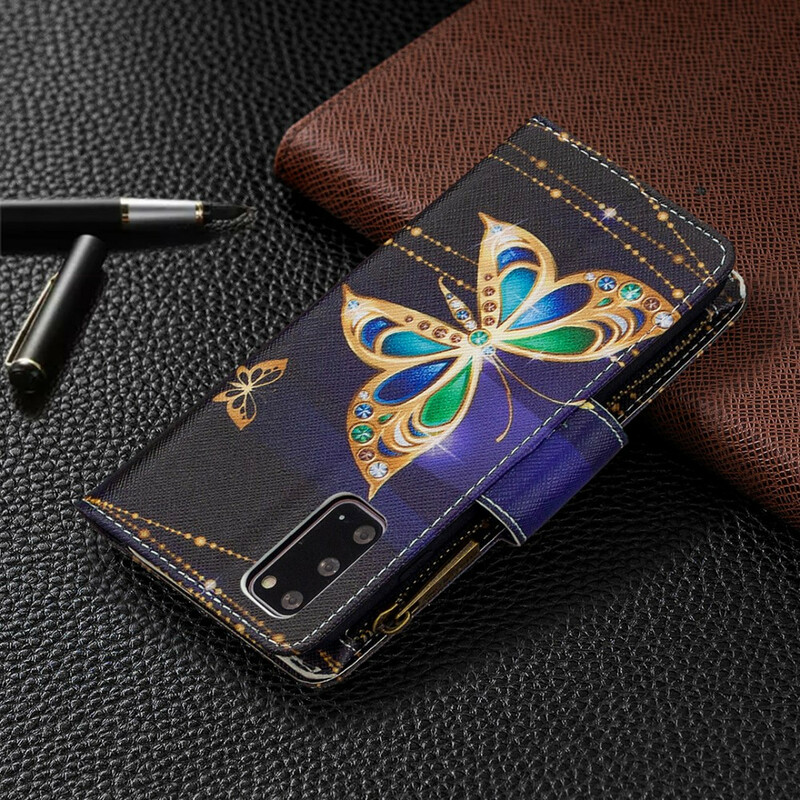 Samsung Galaxy S20-fodral med fjärilsficka med blixtlås