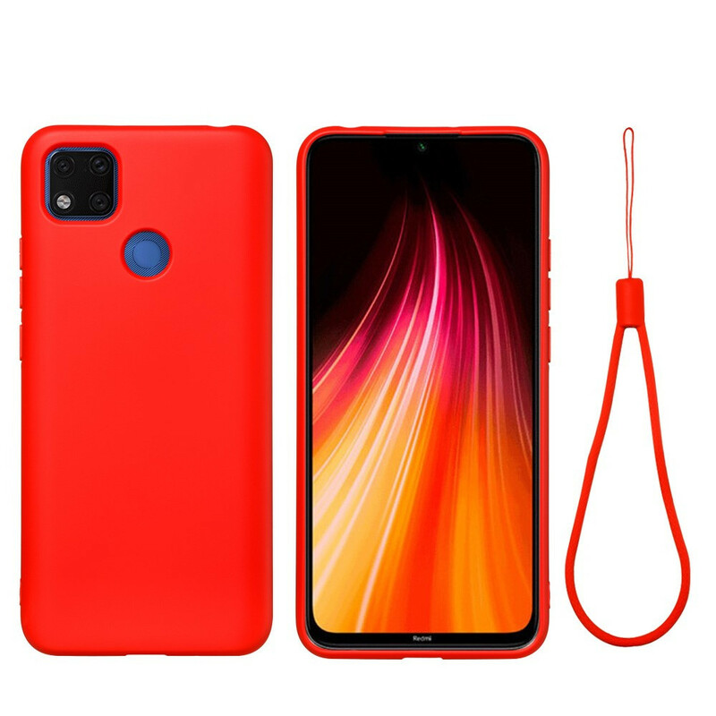 Xiaomi Redmi 9C Liquid silikonfodral med rem