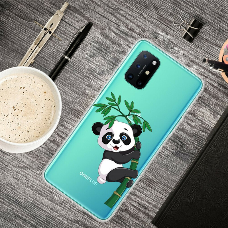 OnePlus 8T genomskinligt pandaöverdrag på bambu