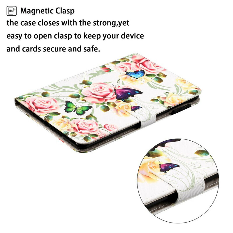 Samsung Galaxy Tab A 8.0 (2019) fodral Fjärilar på blommor