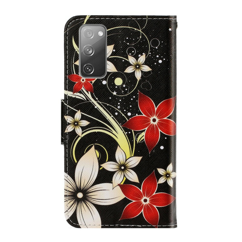 Samsung Galaxy S20 FE fodral med färgade blommor och rem