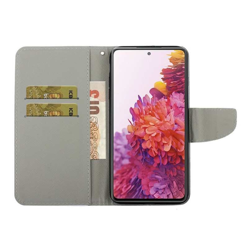 Samsung Galaxy S20 FE fodral med färgade blommor och rem