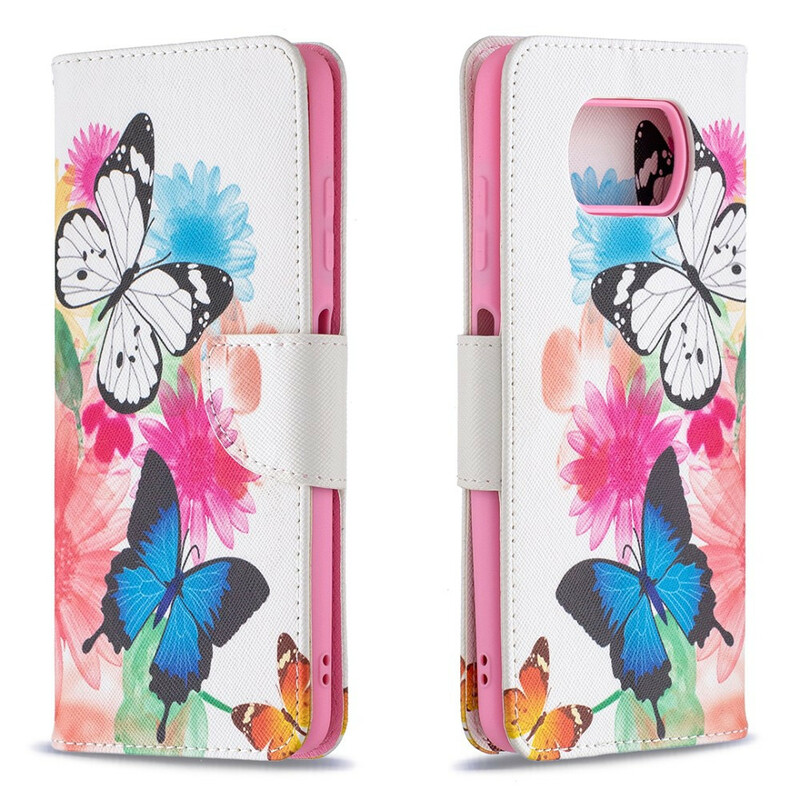 Xiaomi Poco X3 målat fodral med fjärilar och blommor