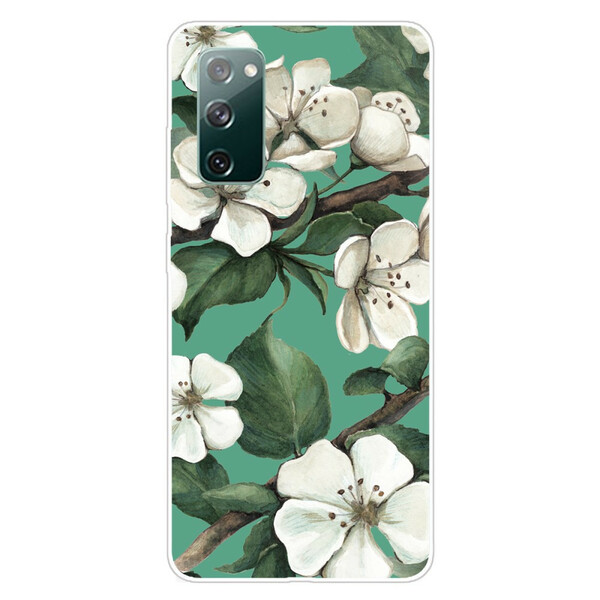 Samsung Galaxy S20 FE fodral med målade vita blommor