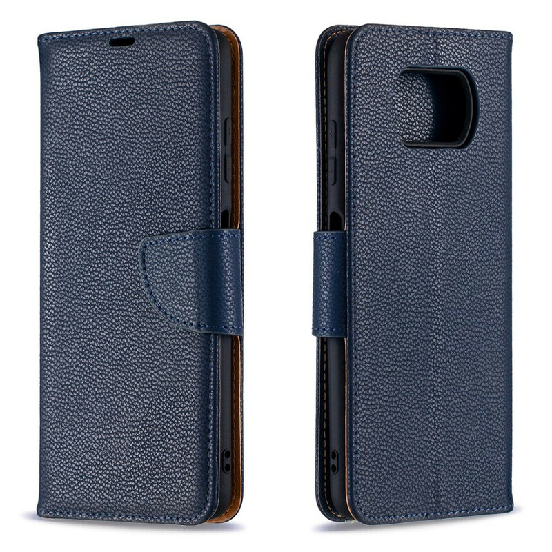 Xiaomi Poco X3 Litchi-fodral med snedställd flik