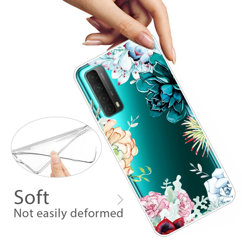 Huawei P Smart 2021 Genomskinlig Watercolour Flower Case