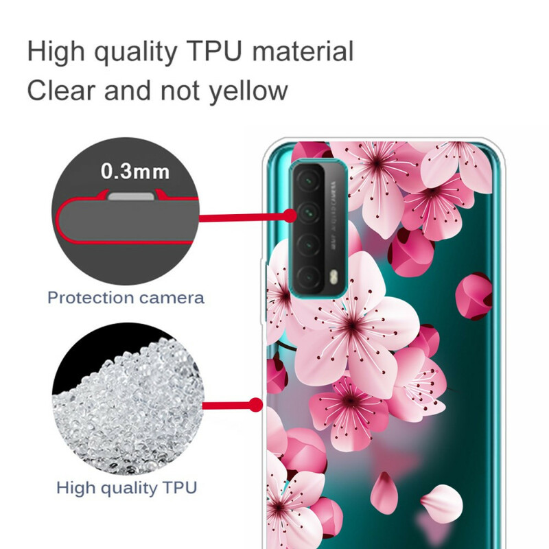 Huawei P smart Skal2021 stora rosa blommor