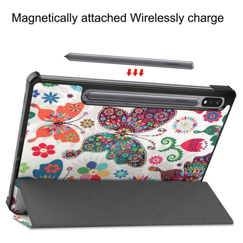 Smart SkalSamsung Galaxy Tab S7 Stylus hållare Vintage blommor