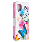 Samsung Galaxy A42 5G fodral med målade fjärilar och blommor