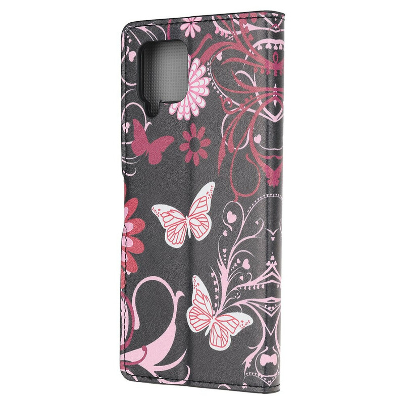 Samsung Galaxy A42 5G fodral Fjärilar och blommor