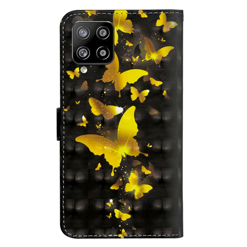 Samsung Galaxy A42 5G fodral Gul fjärilar