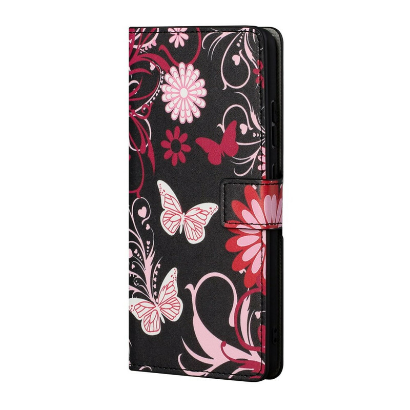 Väska Huawei P Smart 2021 Fjärilar och blommor