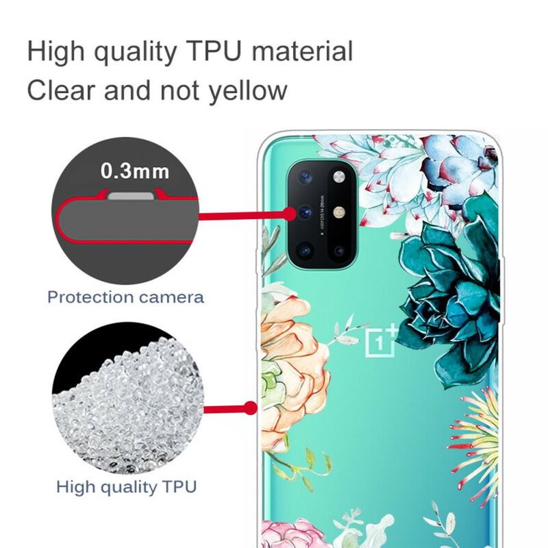 OnePlus 8T Clear Watercolour Flower Case