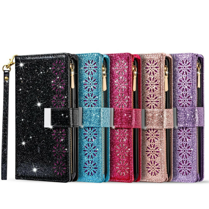 Samsung Galaxy A51 Glitter Wallet Zip Case