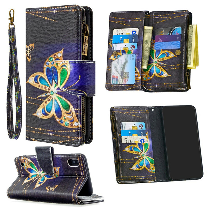 Samsung Galaxy A10 Fack med dragkedja Royal Butterfly Case