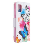 Samsung Galaxy A31 Fackelväska med fjärilar och blommor