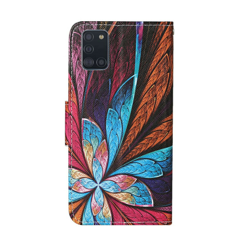 Samsung Galaxy A31 fodral med färgade blad med rem