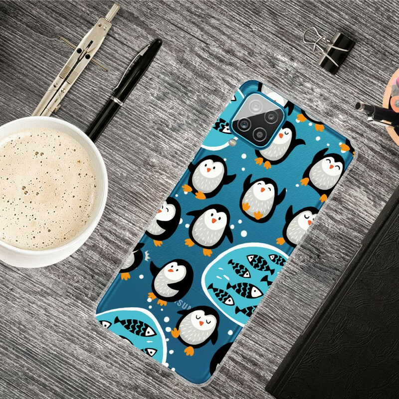 Samsung Galaxy A12 pingvin- och fiskfodral