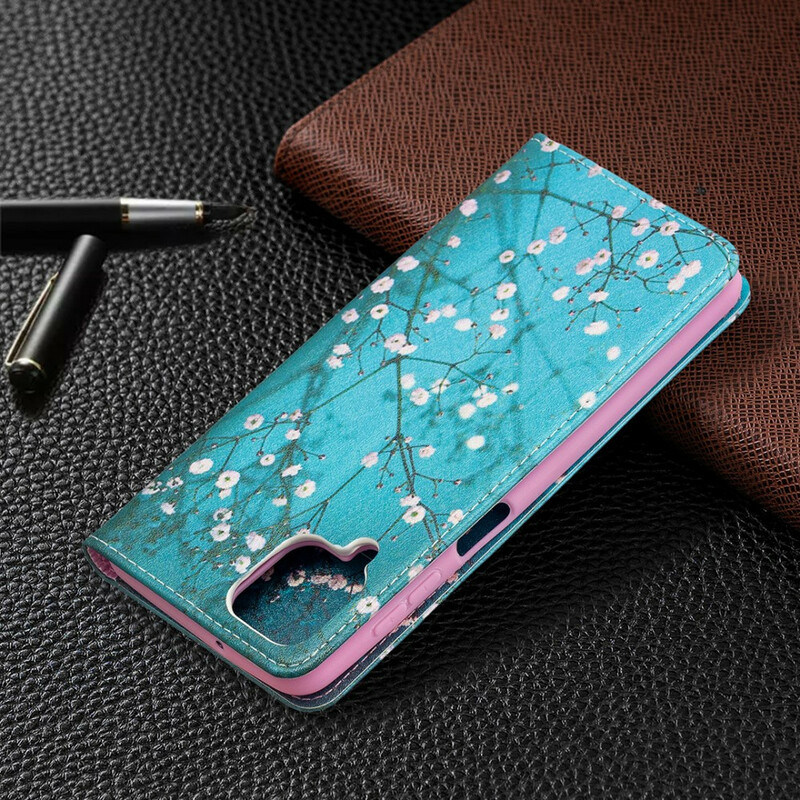 Flip Cover Samsung Galaxy A12 Blommiga grenar