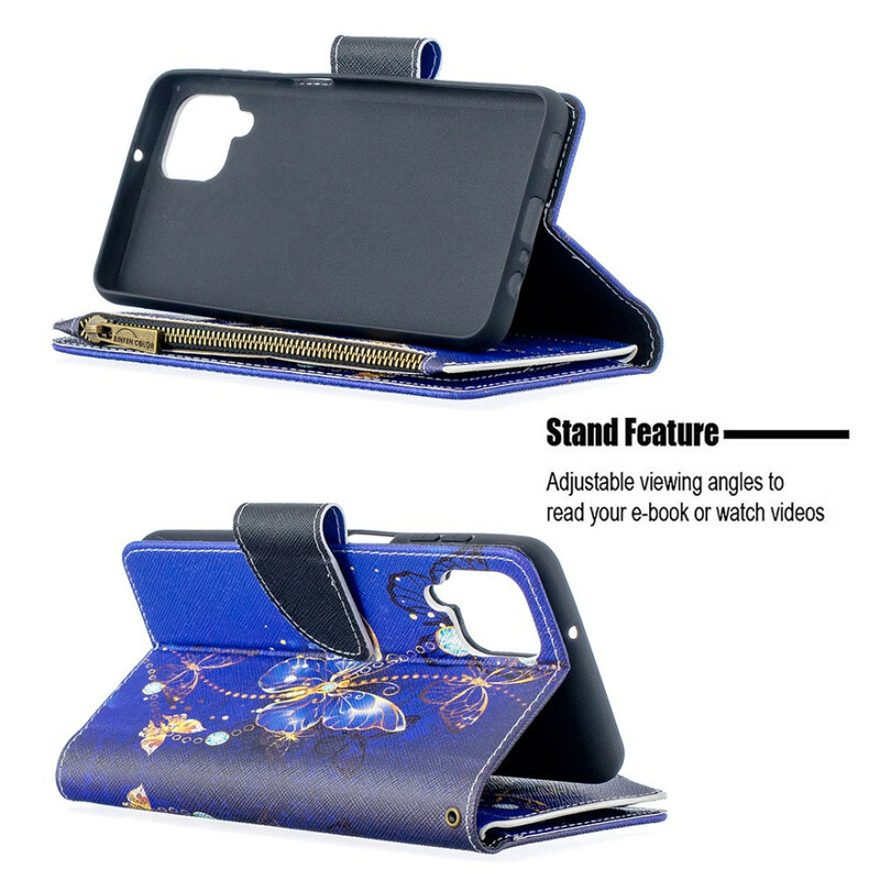 Samsung Galaxy A12-fodral med fjärilsficka med blixtlås