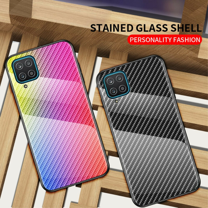 Samsung Galaxy A12 Carbon Fiber Hårdgjort glasfodral