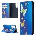 Flip Cover Samsung Galaxy S21 5G Färgade fjärilar