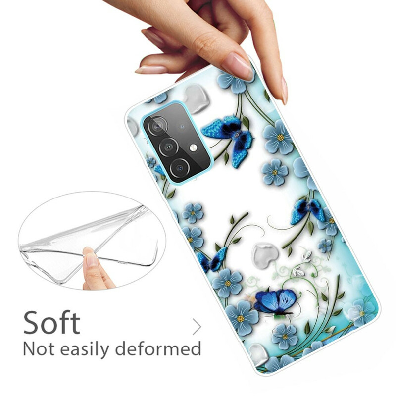Samsung Galaxy 72 5G fodral Fjärilar och blommor Retro