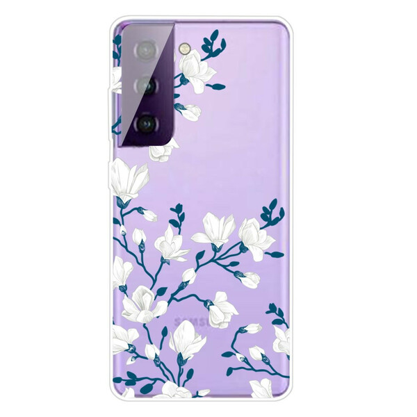 Samsung Galaxy S21 5G fodral Vit blommor