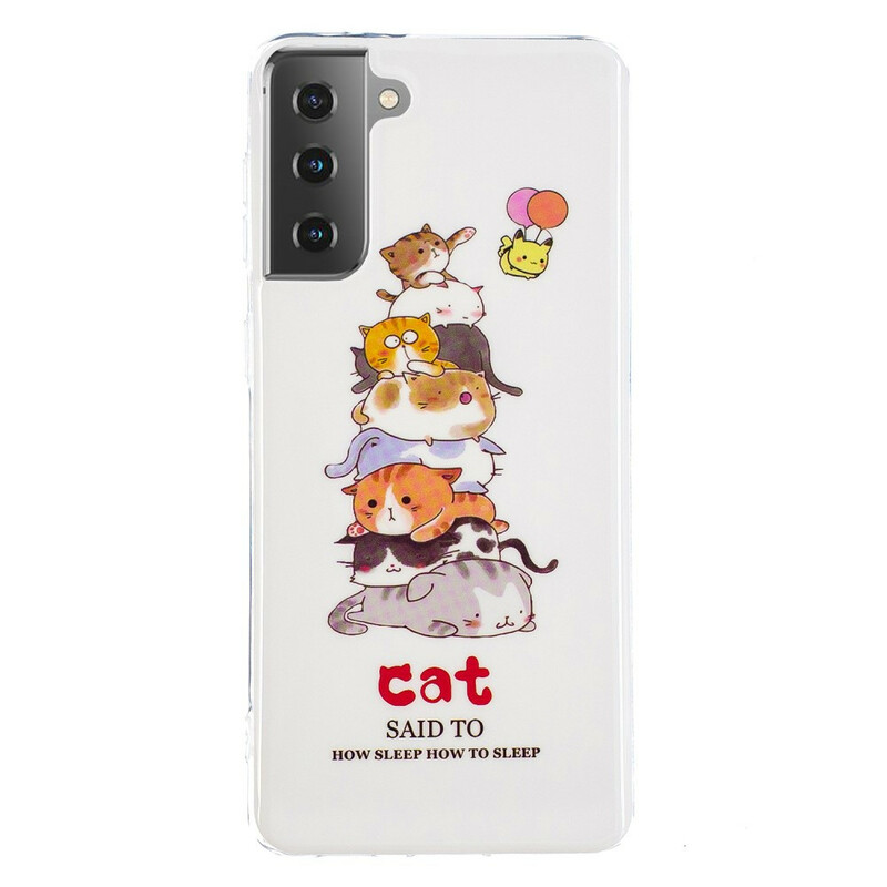 Samsung Galaxy S21 5G Cats fluorescerande fodral