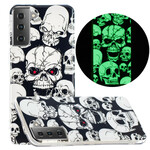 Samsung Galaxy S21 5G Försiktighet Skulls Fluorescent Case