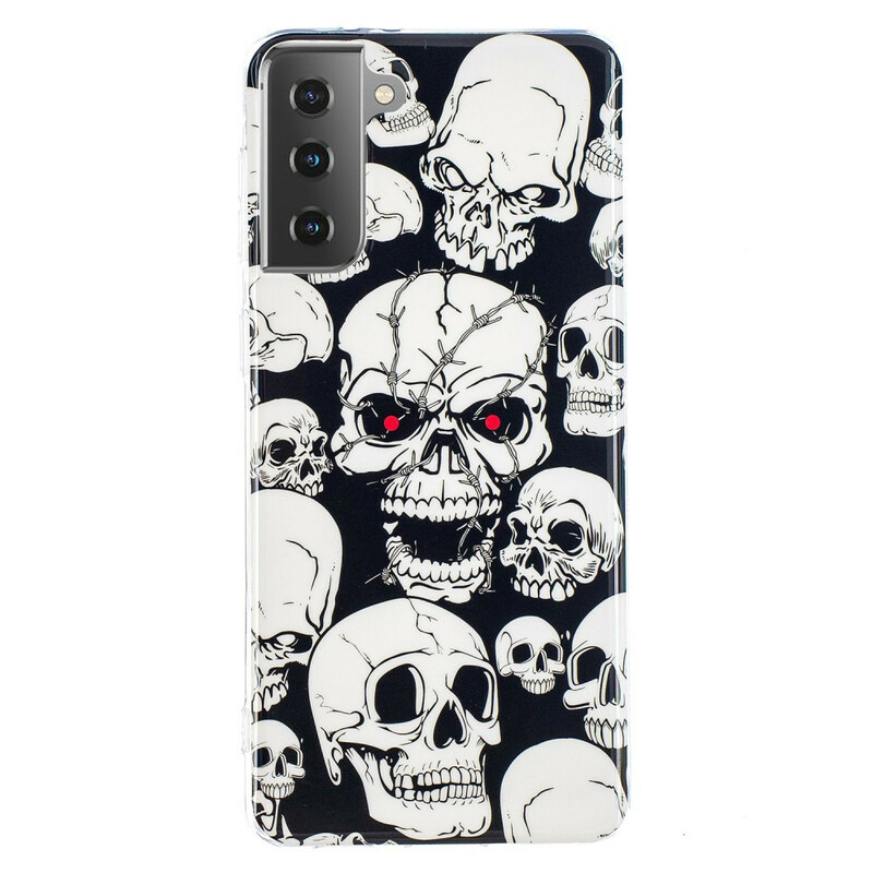 Samsung Galaxy S21 5G Försiktighet Skulls Fluorescent Case