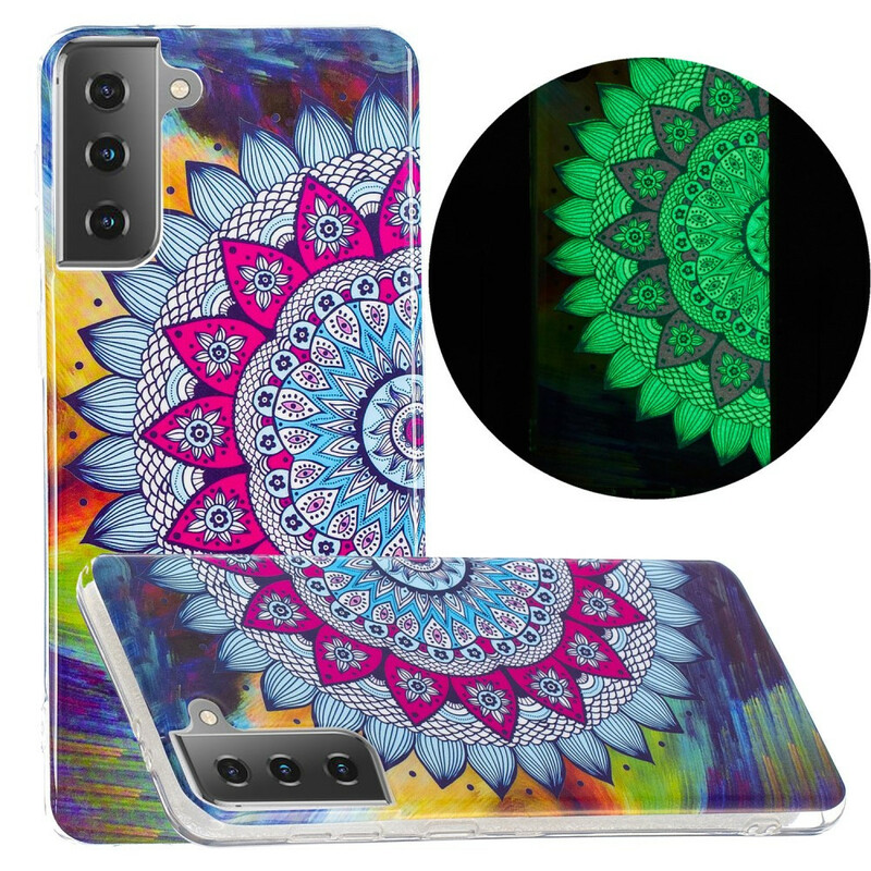Samsung Galaxy S21 5G Mandala färgglada fluorescerande fodral