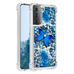 Samsung Galaxy S21 5G Glitter Blue Butterflies Case