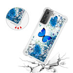 Samsung Galaxy S21 5G Glitter Blue Butterflies Case