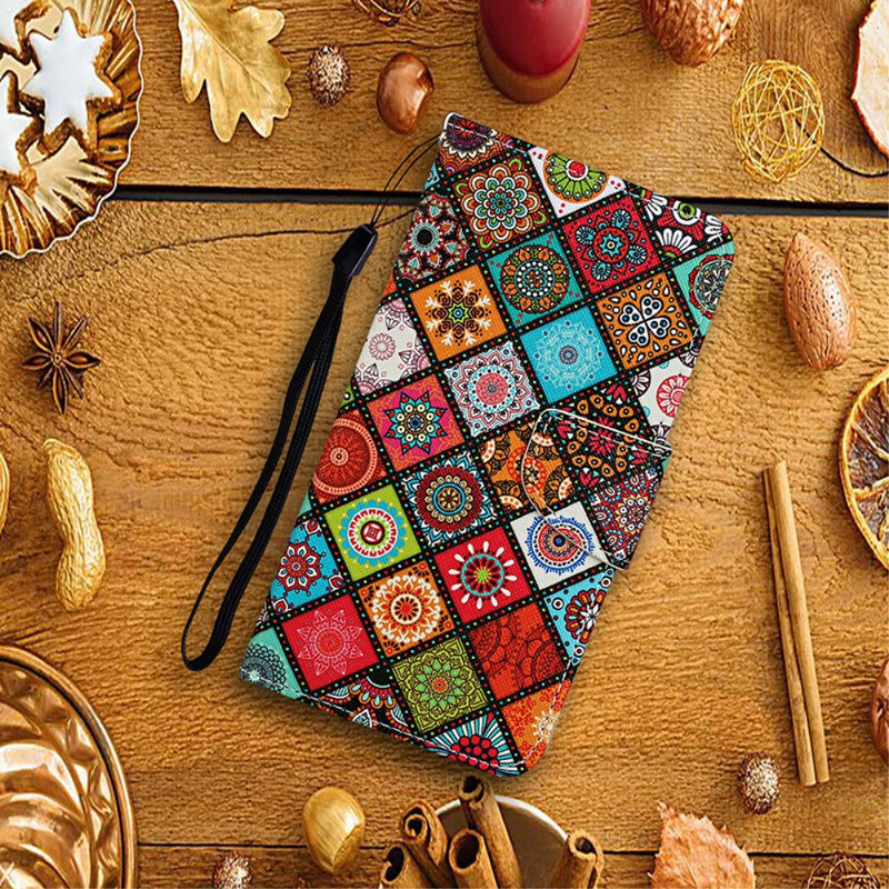 Housse Samsung Galaxy S21 Plus 5G Patchwork Mandalas avec Lanière