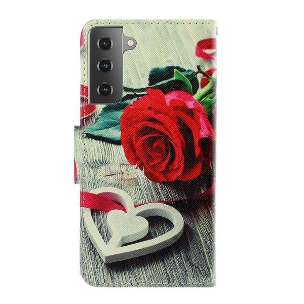 Samsung Galaxy S21 Plus 5G rosa romantiskt remfodral